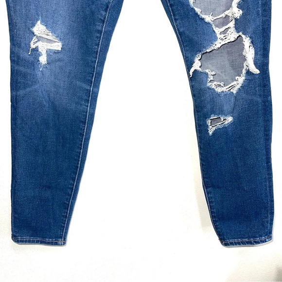 American Eagle Dream Jean Dark High Rise Distressed Curvy Skinny Jeans 4 Short - Picture 5 of 13
